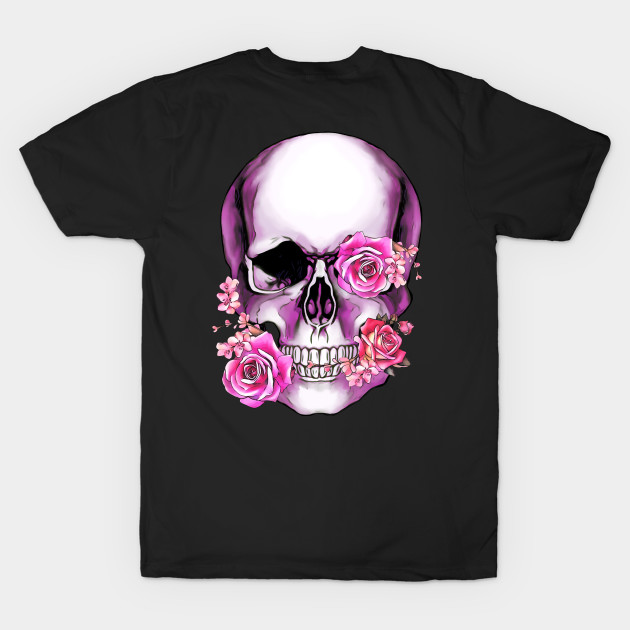 Sugar skull, Skull art floral, pink flowers by Collagedream